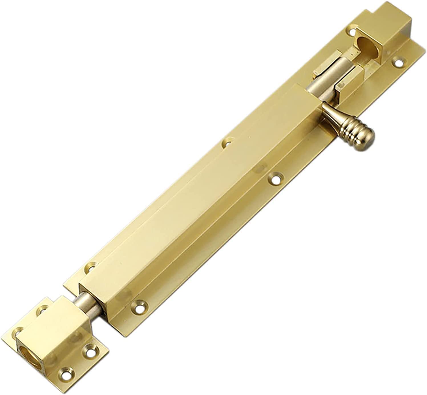 Chiavistello for porta, serratura a chiavistello, lucchetto for serrature a chiavistello scorrevole, lucchetto scorrevole con finitura spazzolata, (dimensioni: 8 pollici, colore: oro) (Color : Gold, S
