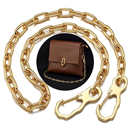 Image of 18K Gold Stainless Steel 11mm DIY Belt for Purse Shoulder Crossbody Hand Bag Replacement with Solid Buckle Strap