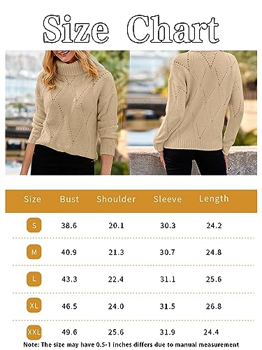Ebifin Pullover Damen Herbst Rollkragenpullover Cable Knit Langärmeliger Klassischer Elegant Grobstrick Sweater Jumper. - Image 6