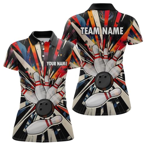 PIONAMZIOZ Multicolor Bowling Jersey Personalized Bowling Team Shirts for Men and Women Bowling League Polo & 1/4 Zip Shirt (US, Alpha, Small, 5X-Large, Regular, Regular, Women Polo)