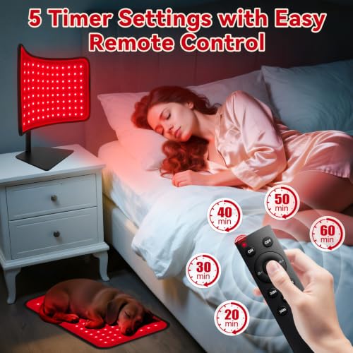Image of Red Light Therapy for Face & Body, 2-in-1 Red Light Panel with Belt, 660nm Red Light and 850nm Infrared Red Light Therapy Lamp, Remote Control, Adjustable Brightness & Timer for Skin Care & Relaxation