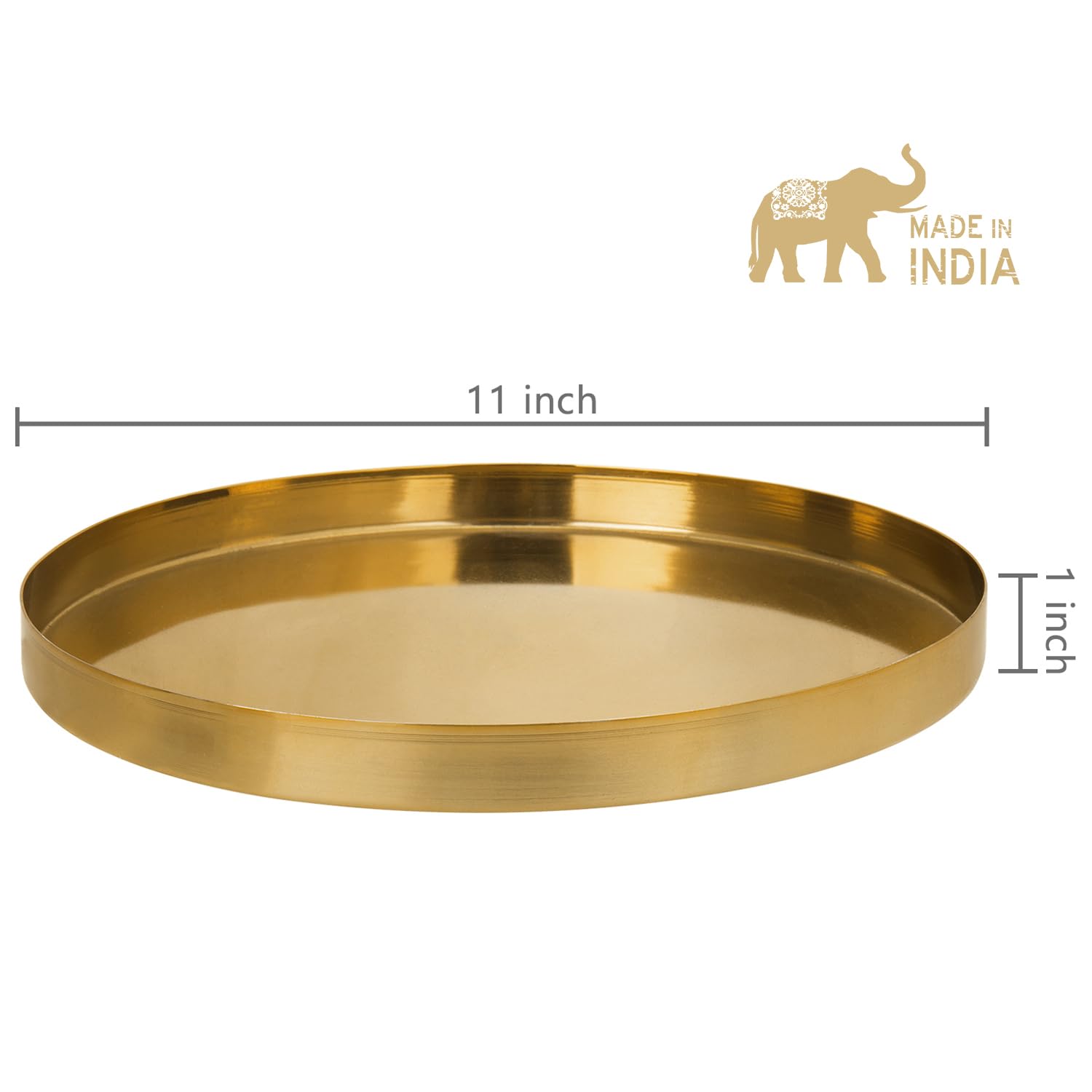Hanobe Plateau Decoratif Rond Bois: Plateau Service Ronde Blanc et Doré