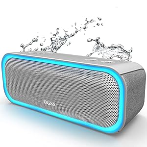 DOSS Bluetooth Speaker, SoundBox Pro Portable Wireless Bluetooth Speaker with 20W Stereo Sound, Active Extra Bass, IPX6 Waterproof, Wireless Stereo Pairing, Multi-Colors Lights, 20Hrs Playtime-Grey