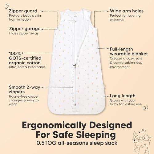 Image of 2-Pack Baby Sleep Sacks, Zipper Wearable Blanket - 100% Organic Cotton 0.5TOG, Soft Lightweight Toddler Sleeping Sack 6-12 months, Easy to Wear Newborn Swaddles Sleepsack (Wildflowers, M)