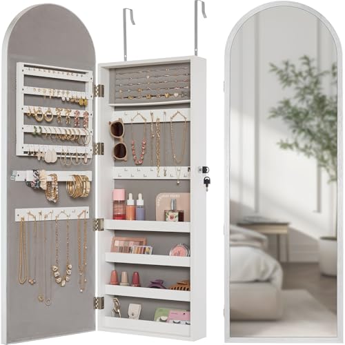Best Choice Products Arch Mirror Jewelry Cabinet, Jewelry Storage Organizer,
