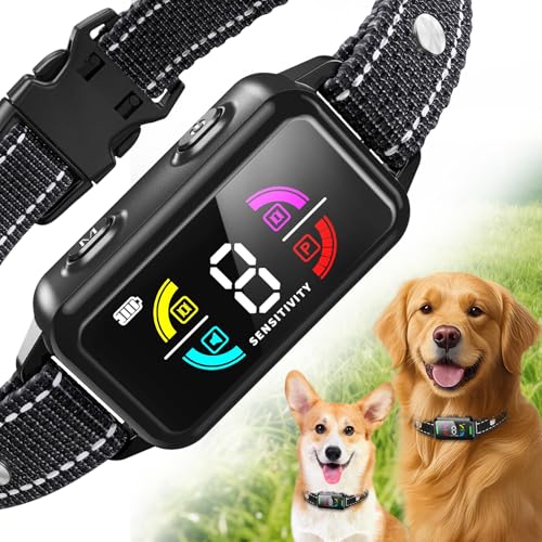 Dog Bark Collar for Large Medium Small Dogs, Smart Automatic AI Bark Collar for Dogs,Effective Anti Barking Training Collar with IP67 Waterproof, 6 Safe Training Modes and 8-Level Sensitivity