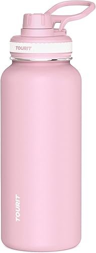 Miniatura 15 de TOURIT Botella de agua aislada de 24 onzas, botellas de agua de acero inoxidable con asa, botella de agua deportiva al vacío de doble pared, sin