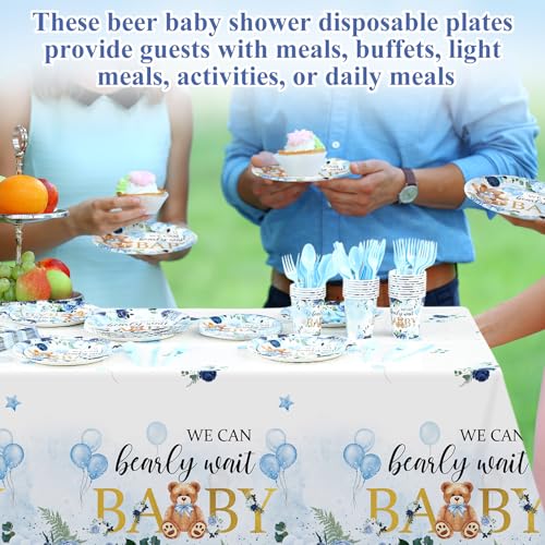 image for Yungyan 194 Pcs Bear Baby Shower Decorations We Can Bearly Wait Tablew