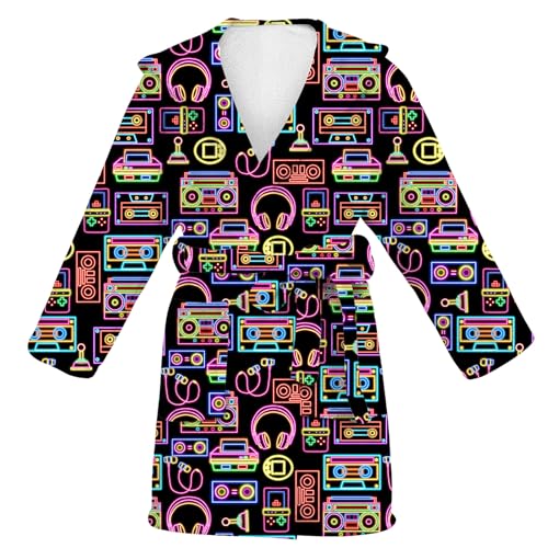 uideazone Boys Robes Kids Warm Fleece Hooded Bathrobe Soft Fuzzy Sleepwear 7-14 Years