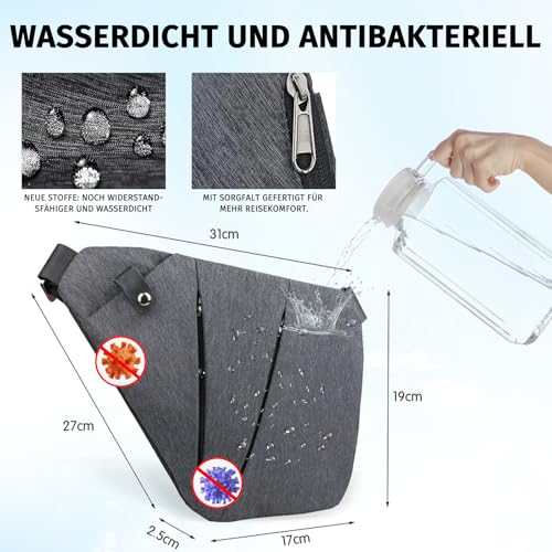 Gipfelfreund Anti Diebstahl Tasche, Diebstahlsichere Tasche, Crossbody Bag, Umhängetasche Damen, Damen-Schultertaschen, Brusttasche Herren, Sicherheitstasche Reise für Herren