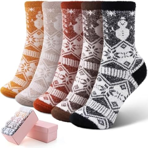 ICEIVY 5 Pack Women Thick Soft Warm Fuzzy Socks Winter Wool Fluffy Cozy Socks Casual Home Sleep Socks with Gifts Box(Multicolor-S2) Cover