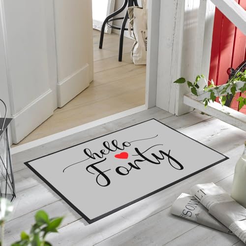 Paillasson Gris Hello Forty 75x50cm pour Anniversaire 40 Ans