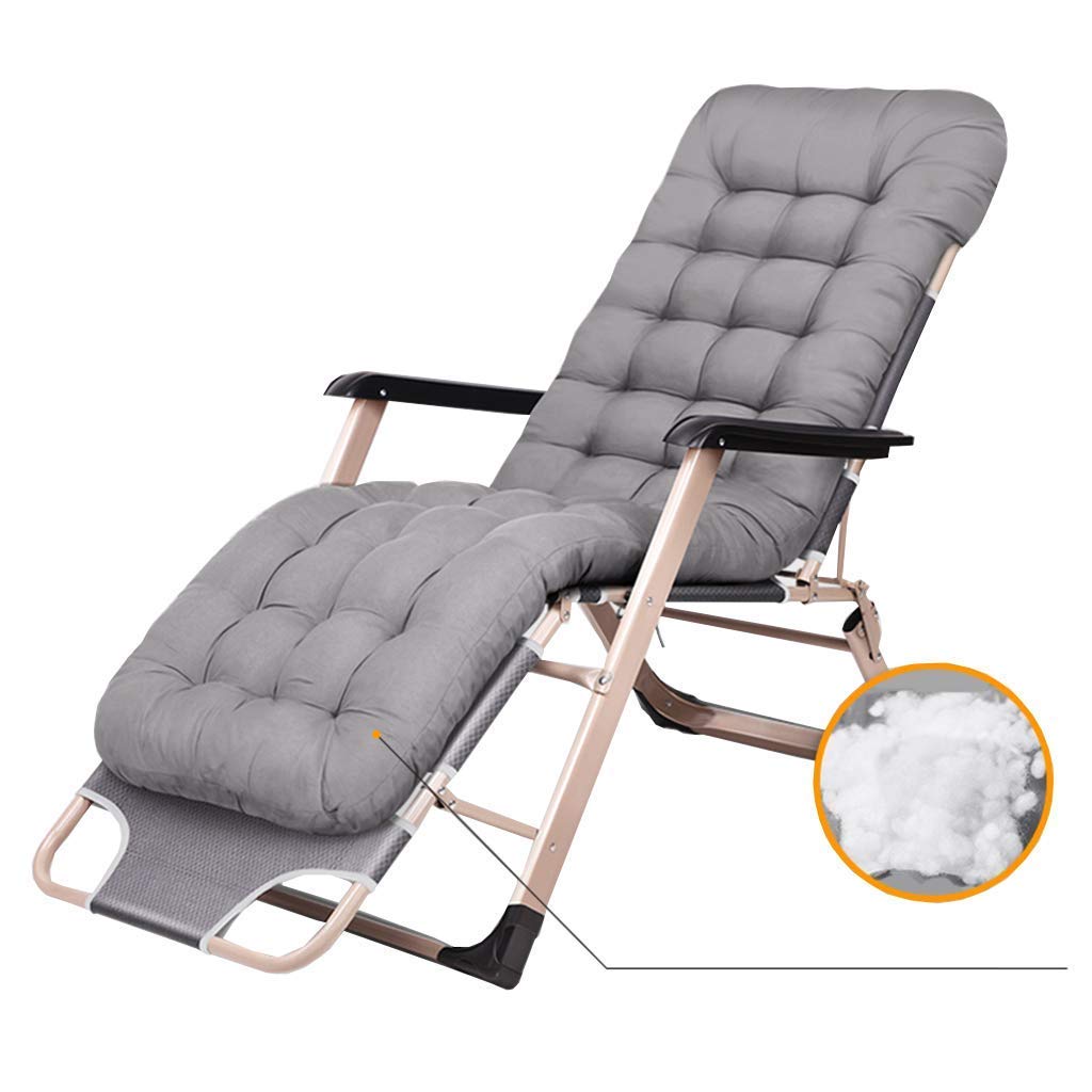 Chaise de jardin à dossier haut gris pliable avec rembourrage confortable