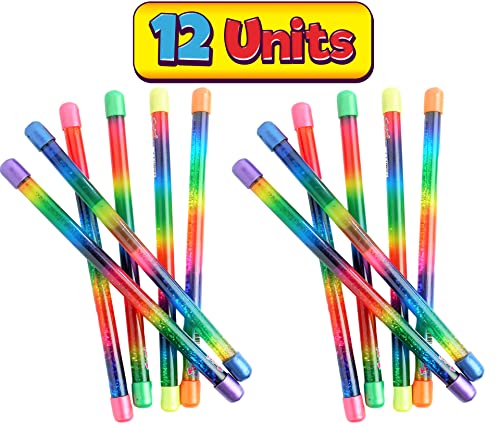 Ja-Ru Glitter Baton Wand (12 Units) 12" Magic Fairy Rainbow Colors Wands Toys For Girls And Kids Princess Decorations Party Favors Twirling Cheerleader Dance Baton. Plus 1 Bouncy Ball 2002-12P #TOP5