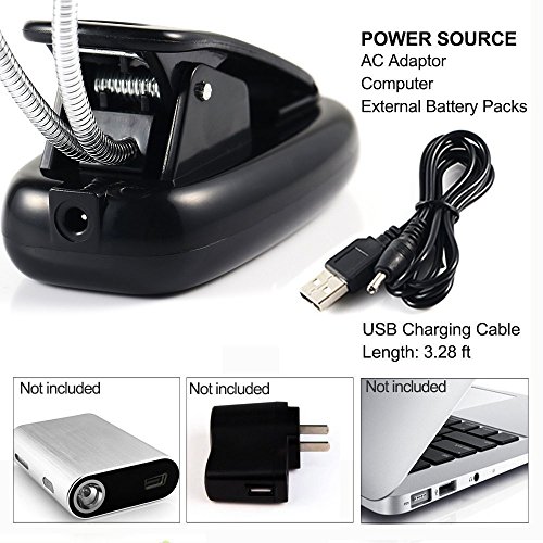 Hiyi Rechargeable Music Stand Light Book Reading Lamp Flexible Eye Care Dimmable Clip Light With Usb Cable Study Light (2 Arms 2 Led Light) #TOP7