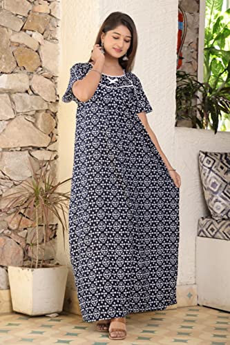 Image of Women's Cotton Solid Maxi Nighty