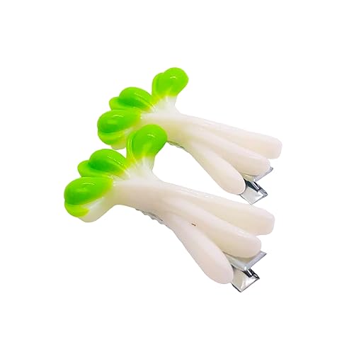 2 pinzas para el cabello de simulación de brotes de frijoles verdes, divertidos clips de flequillo lateral, accesorios para el cabello para mujeres