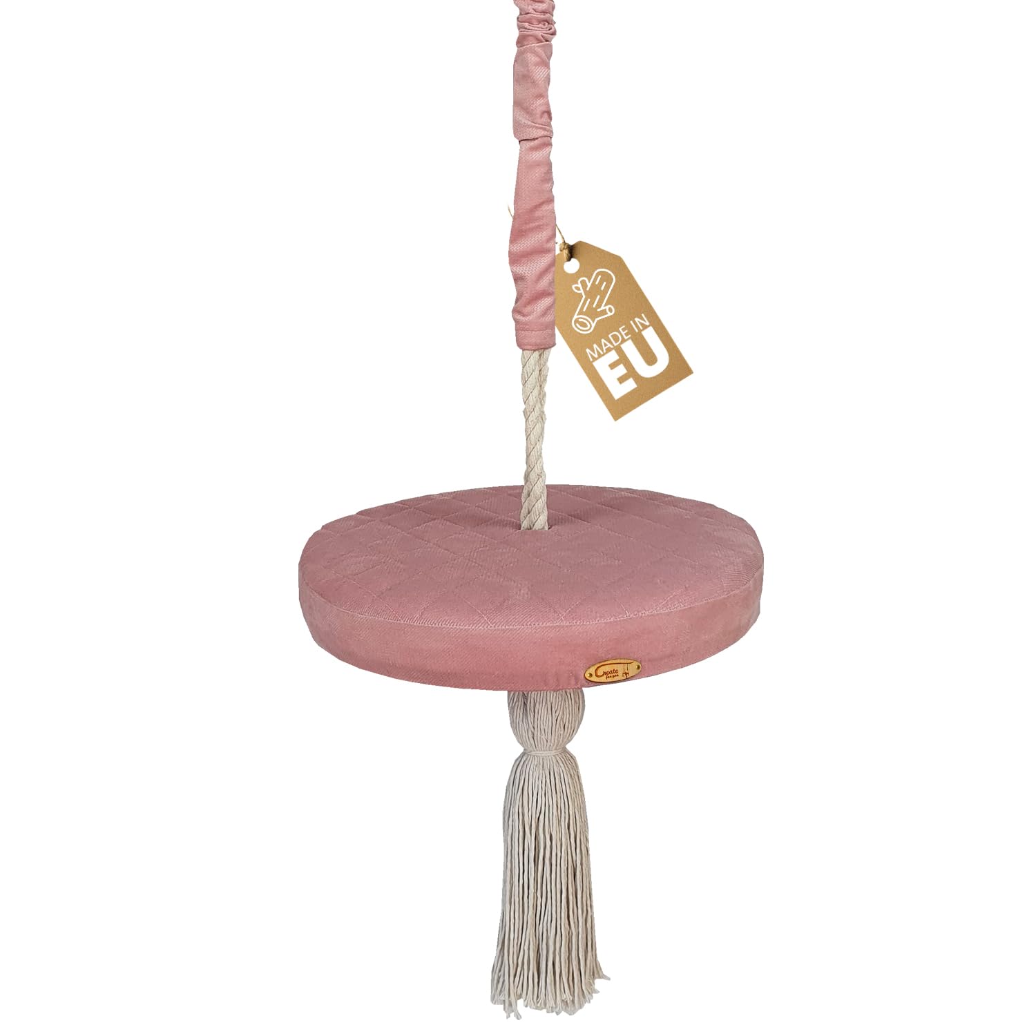 Baby Schaukel Indoor, Babyschaukel Türrahmen, Holzschaukel für die Deckenmontage, höhenverstellbar, Durchmesser 36 cm, Farbe Rosa | Ringe schaukel, Türrahmen, Deckenmontage, Höhenverstellbar, Durchmesser 36 cm