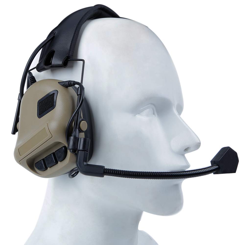 Auriculares tácticos Disparo electrónico Protección auditiva NRR 21 dB Amplificación de Sonido Reducción de Ruido Orejeras Caza Caza Defensor de Orejas con micrófono Desmontable