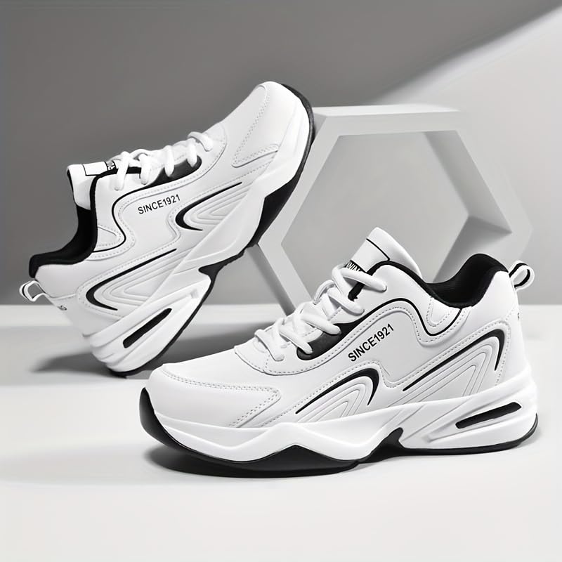 Men's Fashion Cushioned Running Shoes, Solid Color, Simple Basketball Sneakers2