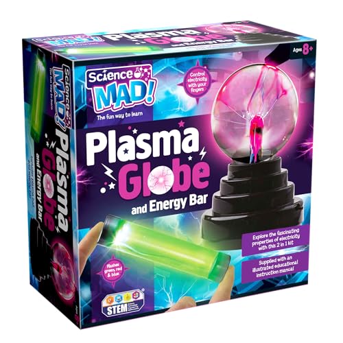 Science Mad 2 in 1 Plasma Globe - Kids Fun Tesla Light Energy Bar Toy, 8+