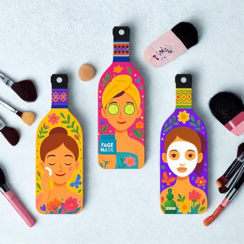 Image of GENXTRA Skin care women bottle Wooden Wall Hanging for Home Decor | Decoration Items for Home | Art Item for Office | Decorative Mdf Wall Hanging (BH3-01)