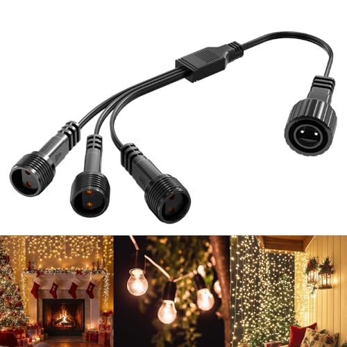 Lamptobe Distribuidor de Luces para Iluminación Navideña de 1 a 3 en Forma de Y - IP65 Impermeable Conectores de Cable de Extensión de 2 Pines para Luces de Cadena y de Cortina,Bombilla de Globo G40
