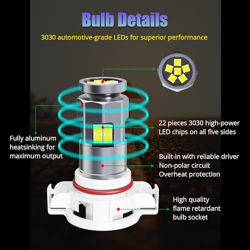 Image of 5202 PS19W LED Fog Light Bulbs 6000K White, 2-Pack