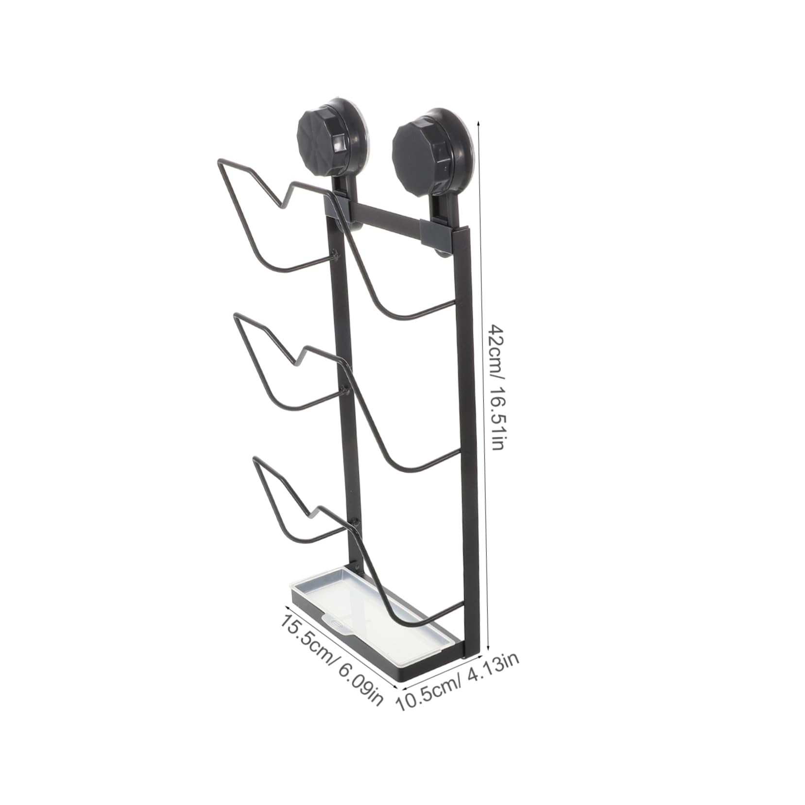 Estante para Tapas de Ollas Negro de Abs y Acero Inoxidable 1 Pieza | Ventosa, Instalación sin Taladro, Resistente al Desgaste, Fácil de Limpiar, para Varios Tamaños de Tapa
