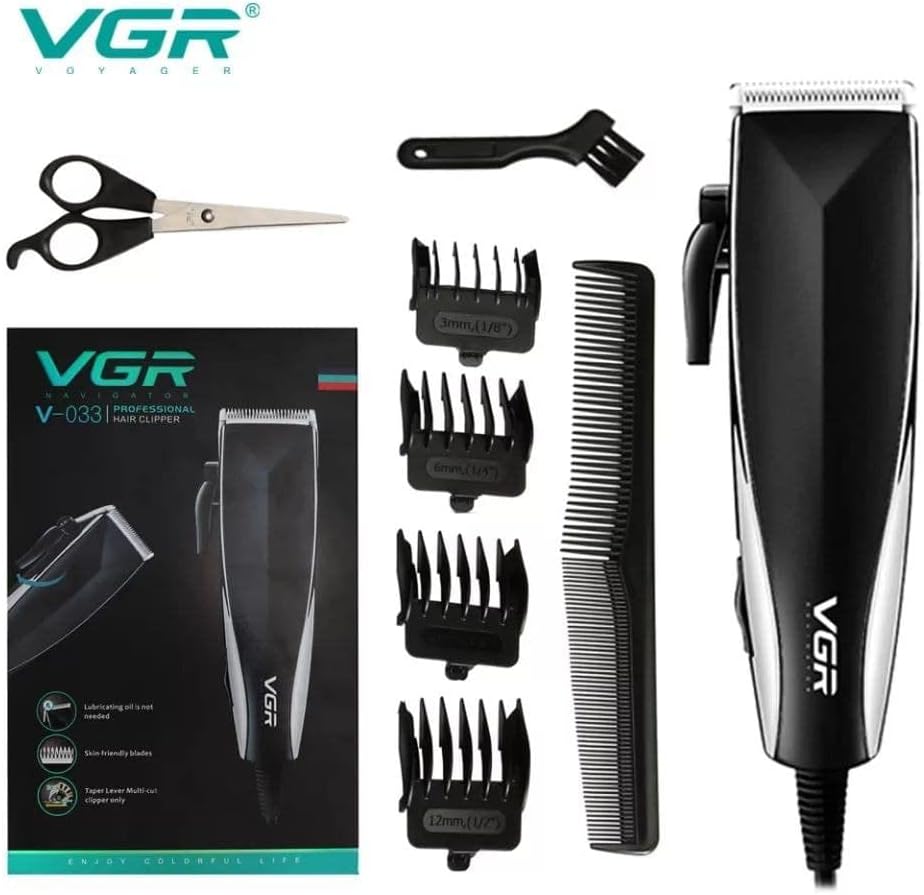 VGR V-033 Electric Hair Trimmer with various comb attachments
