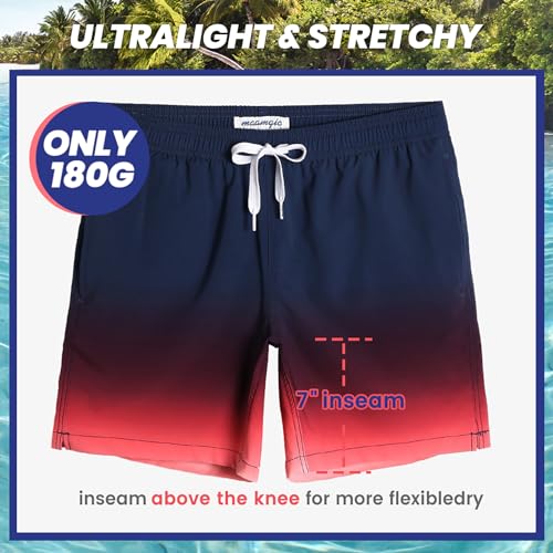 Image of maamgic Mens 7 inch Stretch Swim Trunks Quick Dry Mesh Lining Swimwear Bathing Suits