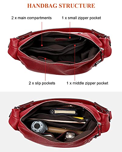 Over Earth Genuine Leather Hobo Purses And Handbags For Women Ladies Shoulder Crossbody Purse(O116E Wine Red) #TOP5