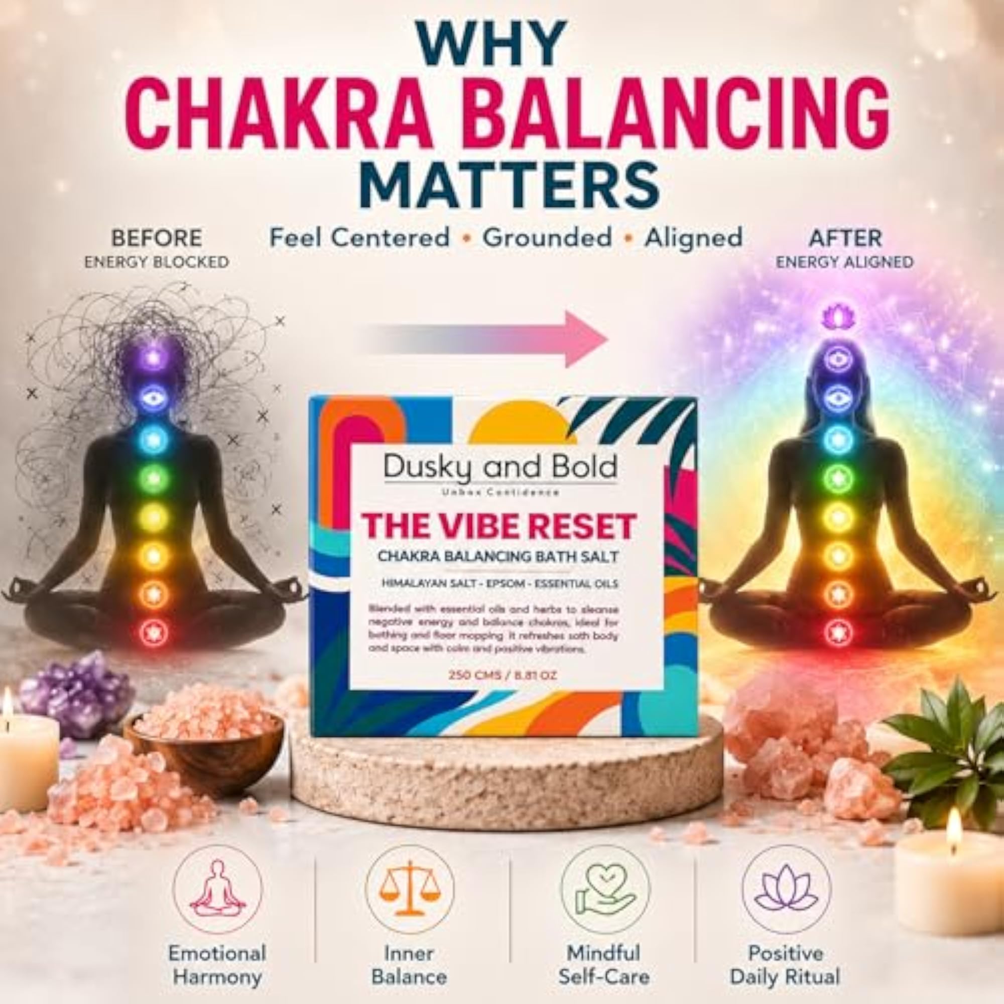 Spiritual Chakra Balancing Bath Salt, Aura Cleansing Soak
