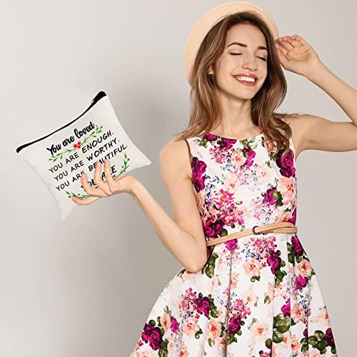 Pinkunn 10 Pcs Inspirational Cosmetic Bag for Girls CNA Week Gifts Bulk You Are Loved You Are Enough Case Cosmetic Bag Positive Toiletry Bag Gift for Women Sister(You Are Loved)3