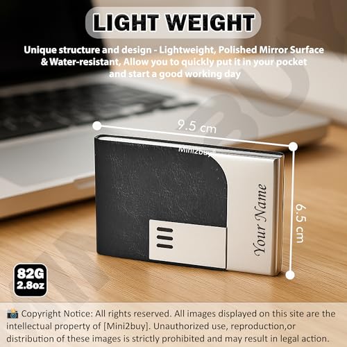 Image of Engraved Your Name Customized On Vertical Card Holder -Luxurious Unisex Design-RFID Blocking Stainless Steel 1 x 10 x 6 cm for Credit|Debit|ATM|Business Visiting Corporate Gift (Black-PTI)