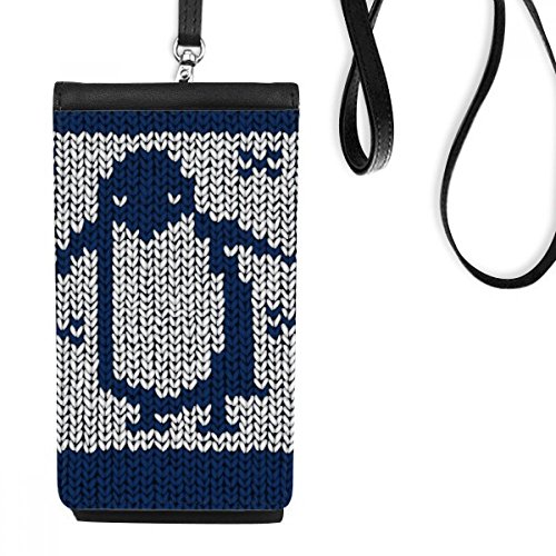 Smartphone bourse en cuir suspendu bleu blanc à motif de pingouin