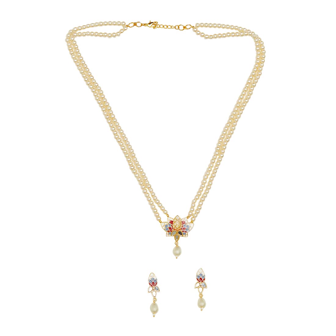 VOYLLA Antique Elegance Gold Plated Filigree Faux Pearls Adorned Brass Jewellery Set (B0BD58V413) Amazon Price History, Amazon Price Tracker