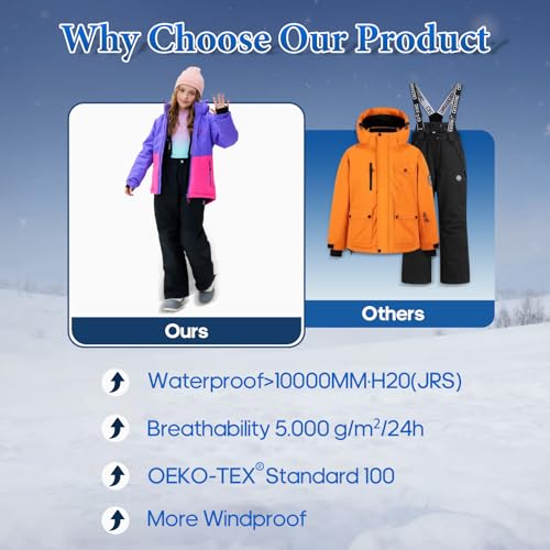 SMONTY SNOWER Mädchen Schneeanzug mit abnehmbarer Kapuze, Skianzug, extra warm, Winteranzug