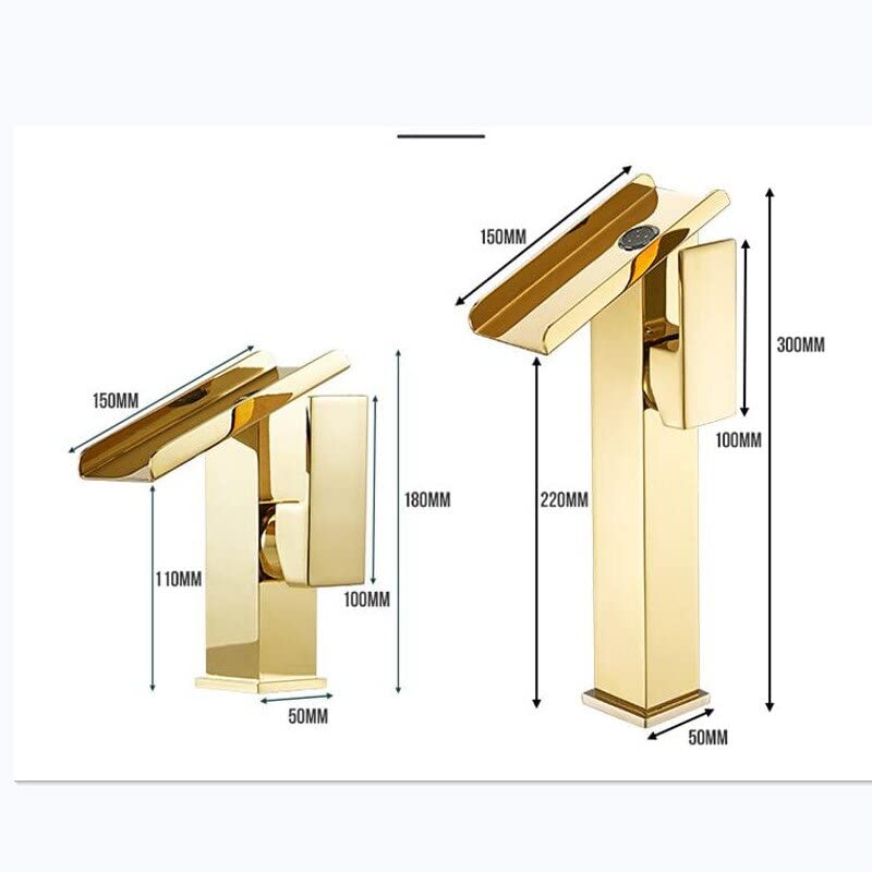 Robinet mitigeur cascade lavtory en laiton or avec levier unique