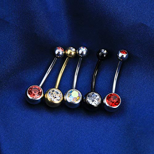OUFER Belly Button Rings Pack 14G Surgical Steel Shiny CZ Belly Rings Jewelry Crystal Balls Navel Piercing Jewelry4