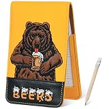 LZFAN Golf Scorecard Holder & Yardage Book Cover, Golf Accessories Yellow Beer Bear Premium Leather Yardage Book Holders Cover
