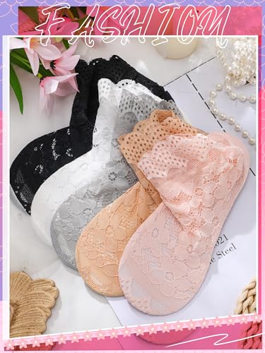 Image of 10 Pairs Womens Lace Ankle Socks Non Slip Low Cut and No Show Lace Socks Sets for Loafers Flats