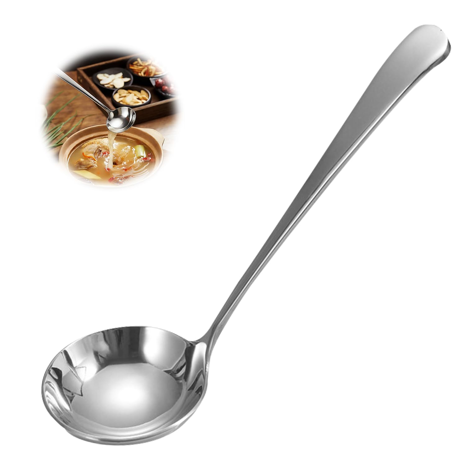 Stainless Steel Soup Ladle, 7.9 Inch Ladle Spoon Soup Ladle Stainless Steel Ladle Gravy Ladle Metal Ladle Kitchen Ladle Silver Small Ladle for Soup, Stew, Broth & Sauce