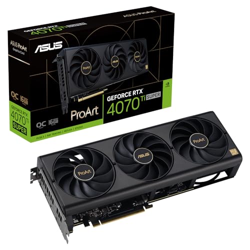 ASUS ProArt GeForce RTX 4070 Ti Super OC Edition - Tarjeta gráfica (PCIe 4.0, 16 GB GDDR6X, DLSS 3, HDMI 2.1a, DisplayPort 1.4a)