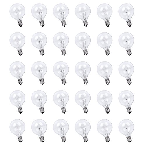 30 Pack String Lights G40 Replacement Bulb Set, 120V 7W Clear Outdoor Patio Bistro Light Bulbs