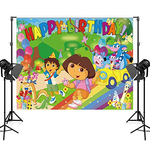 Fondo de cumpleaños con tema de dibujos, 2.1m x 1.5m miniatura 6