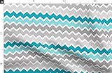 Spoonflower Fabric - Turquoise Aqua Teal Blue Grey Gray Ombre Chevron Zigzag Room Printed on Fleece...