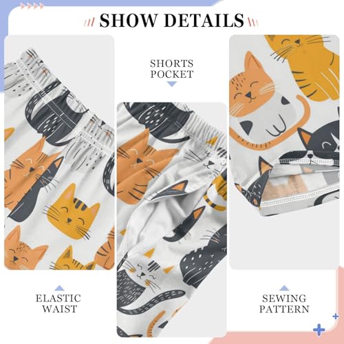 Pajama Bottoms, Cute Cats Pattern Pajamas Pant Lounge Wear Animal Sleep Long Pants Casual Sleepwear Pjs4