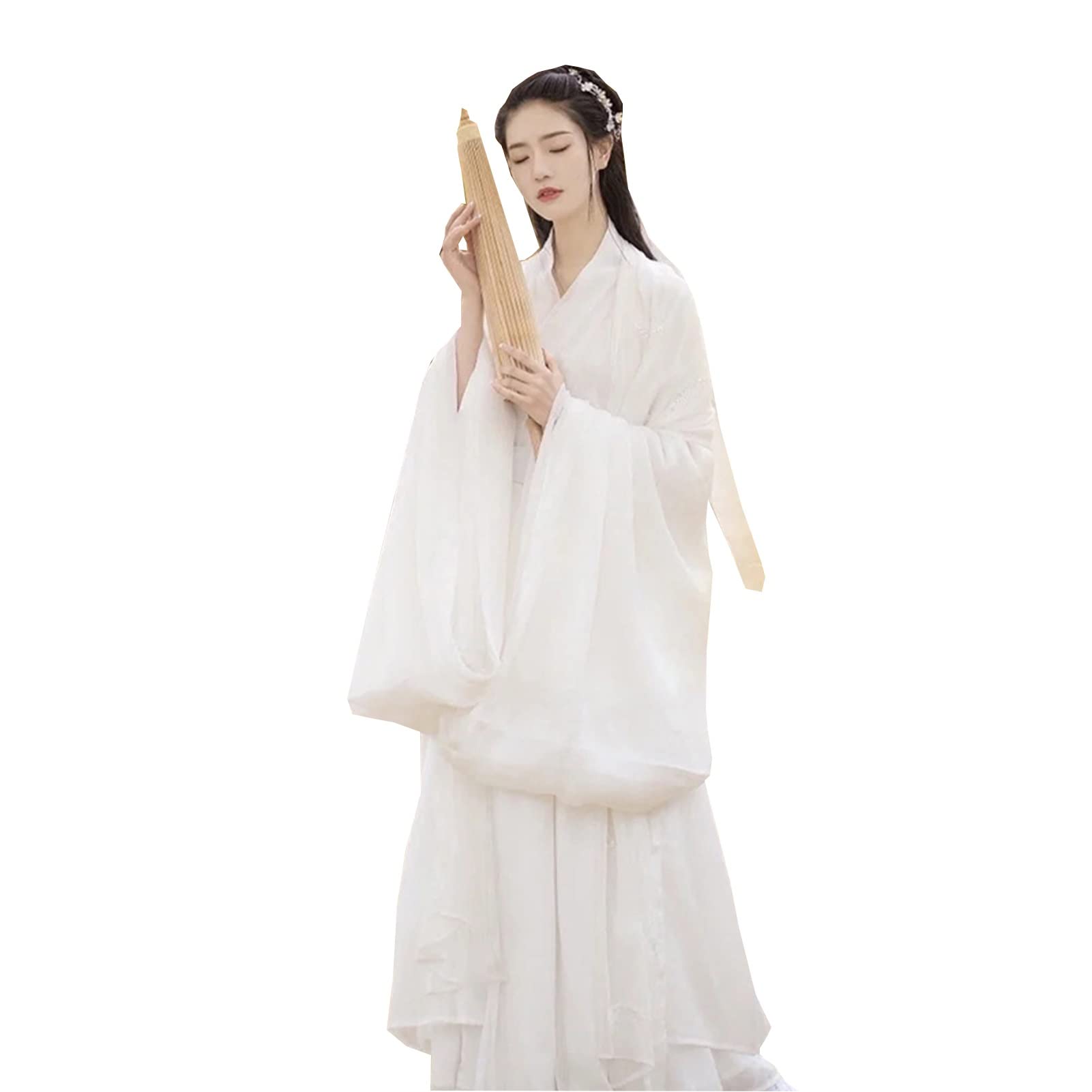 Jupe Hanfu blanche costume cosplay Halloween et Noël vêtement traditionnel XL