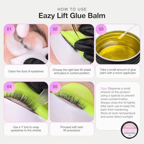 Curacoro Eazy Lash Lift Glue Balm 10g Nourishing Lash Lift Adhesive, Floral - 4
